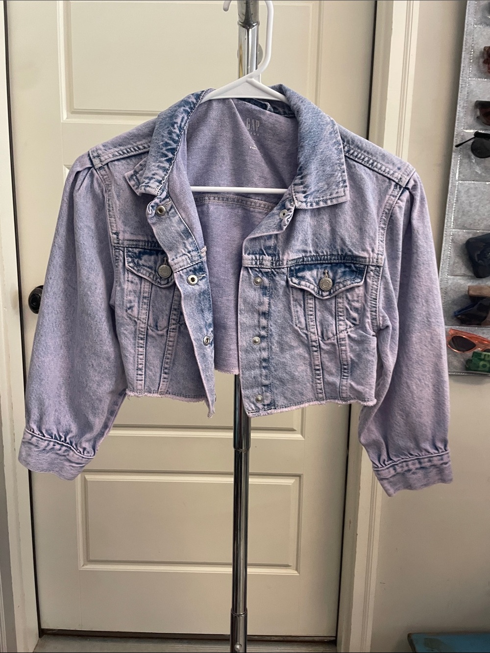 GAP Lavender Cropped Denim Jacket for Kids